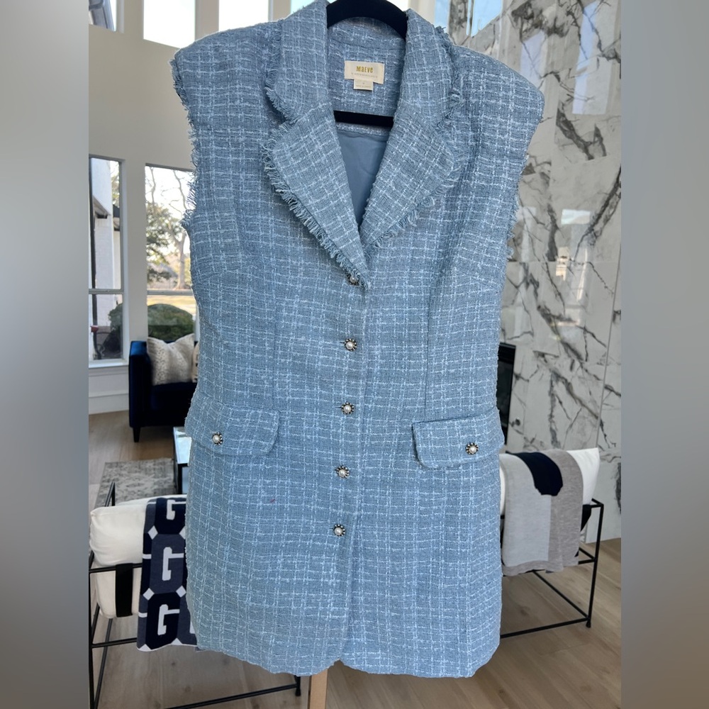 Anthropologie Maeve Sleeveless Tweed Blazer Mini Dress